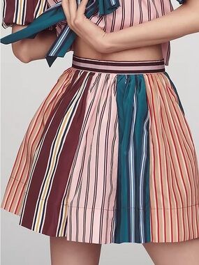 Maeve Taffeta Striped A-Line Mini Skirt